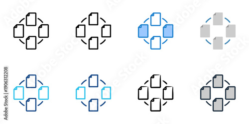 Multitasking icons set multiple style collection. Editable stroke 
