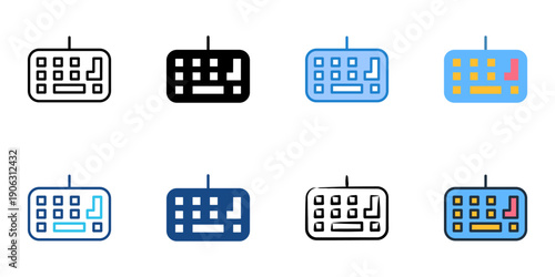 Keyboard icons set multiple style collection. Editable stroke 

