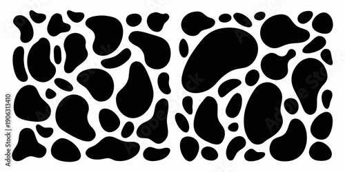 Abstract pattern of irregular black shapes on a white background