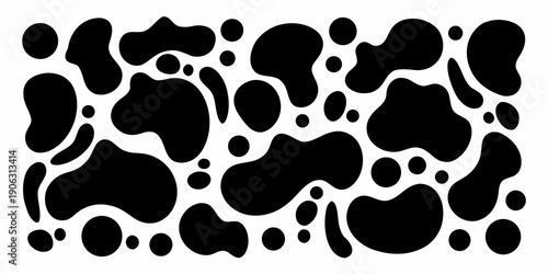Abstract black and white pattern of irregular organic shapes and blotches