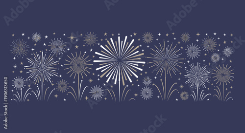 Vibrant fireworks exploding in night sky with golden sparks