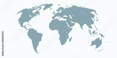 Stylized world map illustration with a muted blue color scheme