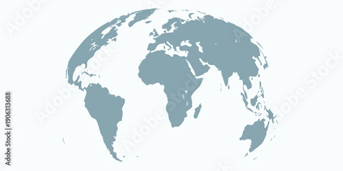 Stylized world globe illustration with continents and oceans depicted in blue