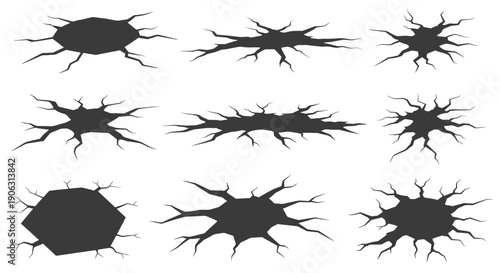 Cracked surface textures with sharp edges and fissures