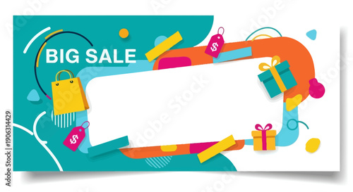 Eye-catching Abstract Sale Banner Design with Modern Geometric Elements and Copy Space for Promotional Text, Perfect for Online Marketing Campaigns and Discount Announcements