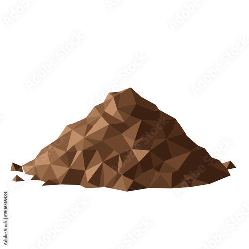 Pile of tea granules artistically illustrated with geometric shapes, isolated on a clean white background, showcasing a detailed textured composition