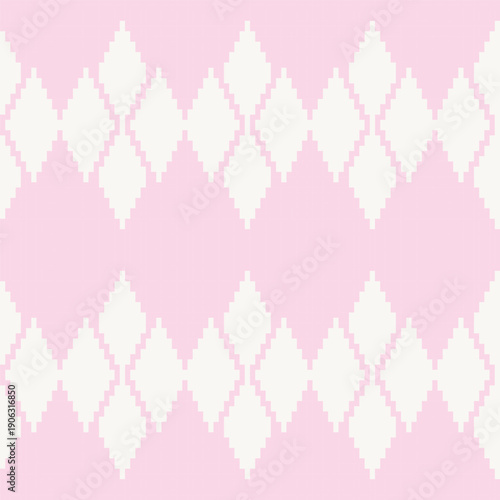 Pink Argyle Knitting Seamless Pattern Design