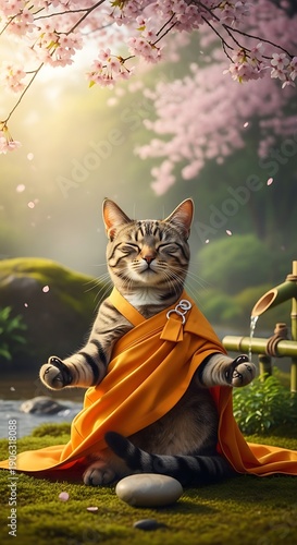 Zen Cat - A Meditative Feline in Peaceful Contemplation.