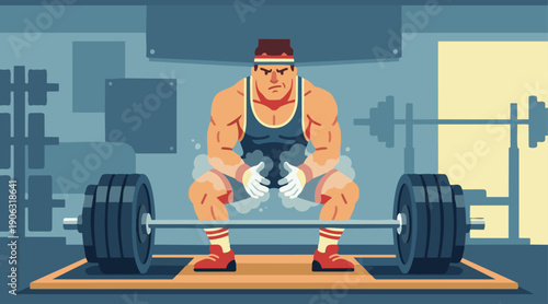 Friendly Weightlifter Portrait

Flat vector illustration of a friendly weightlifter smiling confidently, wearing gym outfit and holding a dumbbell or barbell. Simple background with fitness icons. 