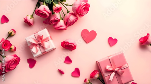 Beautiful roses and cute gift boxes for valentine love