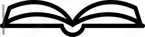 An open book with a decorative design on the cover and a blank page visible.