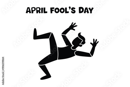 Black silhouette of a person falling over for April Fool's Day prank joke
