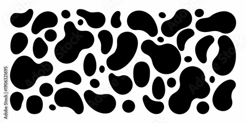 Abstract pattern of irregular black shapes on a white background