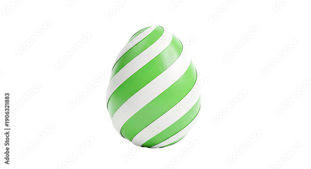Obraz premium Green and White Striped Easter Egg