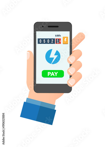 Mobile Electricity Bill Payment App Interface stock illustration.