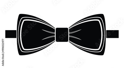 A black bow tie accessory is shown against a white background.