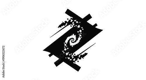 Abstract fractal spiral design with geometric elements on white background