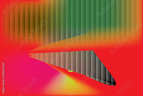 Abstract Red and Yellow Gradient Light Beams on Stripes background