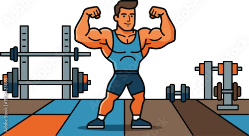 Bodybuilder Training with Dumbbells

Flat vector illustration of a bodybuilder lifting heavy dumbbells. Strong posture, sweat drops or motion lines visible. Flat vector style, fitness training scene.