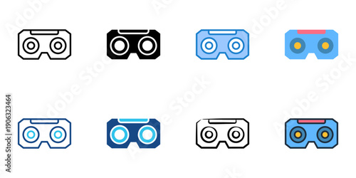 Stereoscopic icons set multiple style collection. Editable stroke 
