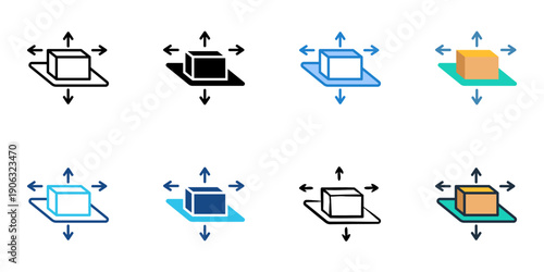 3D rendering icons set multiple style collection. Editable stroke 
