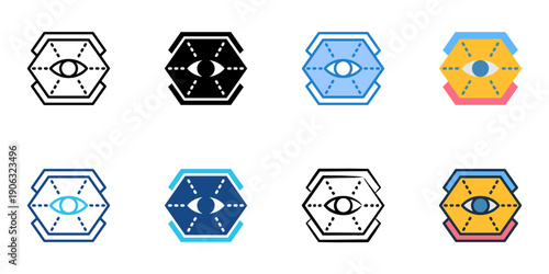 Depth perception icons set multiple style collection. Editable stroke 
