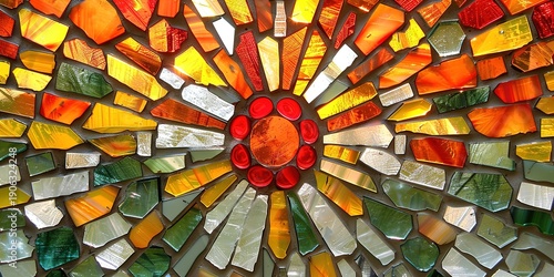 Wallpaper Mural Vibrant Mosaic Art with Radiating Colorful Glass Pieces Torontodigital.ca