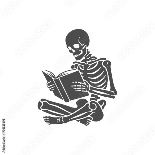 Quiet Contemplation Skeleton Reading a Book