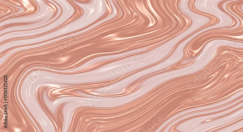 Fluid swirls of metallic rose gold and pale ivory create an abstract, luxurious background texture