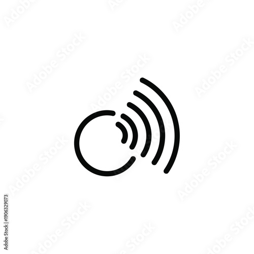 Wireless signal propagation icon showing circular radio waves spreading from central point