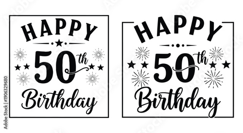 Happy 50th birthday minimalist typographic vector design