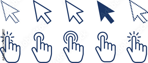 Collection of Cursor and Hand Representing Clicks and Interactions