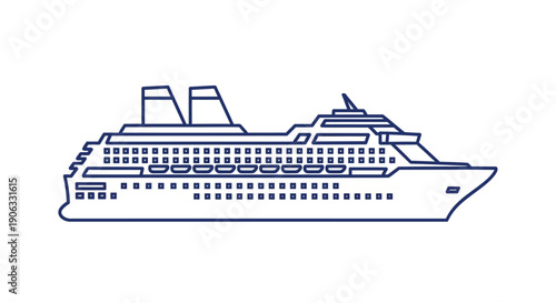 A simplified illustration of a large passenger cruise ship with multiple decks.