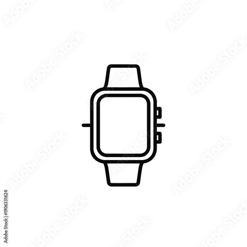 Digital smartwatch outline icon with rectangular display and wrist strap on checkerboard