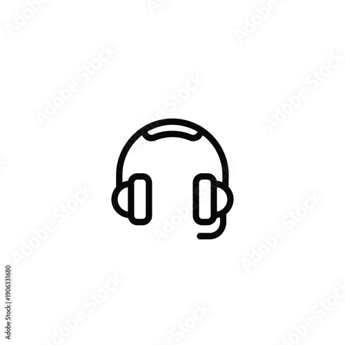 Minimalist headset with microphone outline icon for call center and gaming applications
