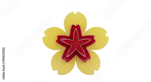 Layered Red and Yellow Star Flower Design