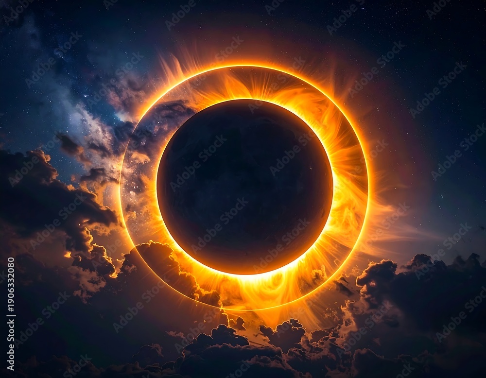 Obraz premium Stunning visual representation of a celestial eclipse with dramatic light