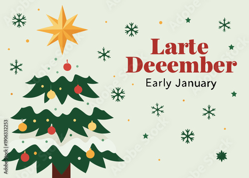 Festive holiday card with a christmas tree star and seasonal text