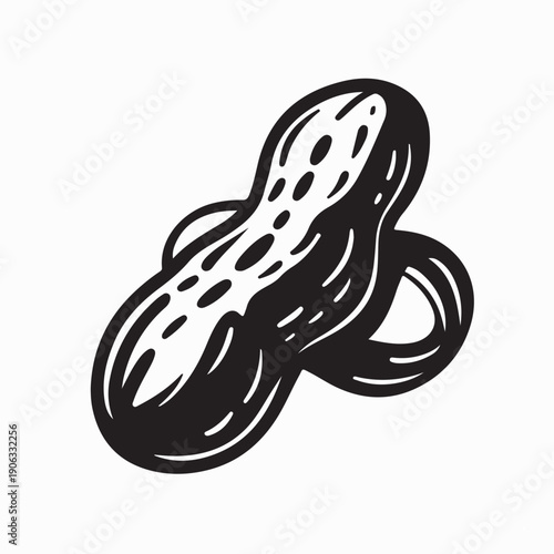 Peanuts Logo Vector. Peanut Illustration Peanut Black and White Vector 