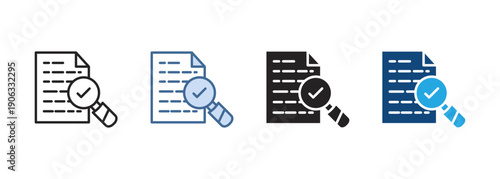Multi Style Icon Set Document check Collection