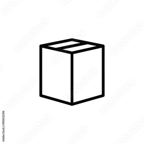 Delivery package box outline icon on transparent background for ecommerce and shipping use