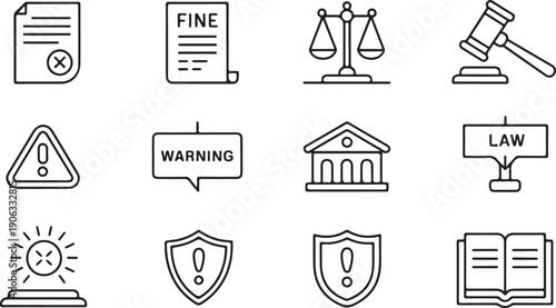 Legal Penalties and Sanctions Icons Vector