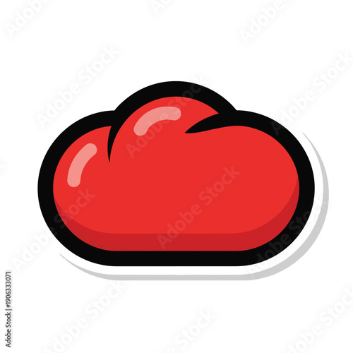 A red cloud-shaped object with a glossy appearance