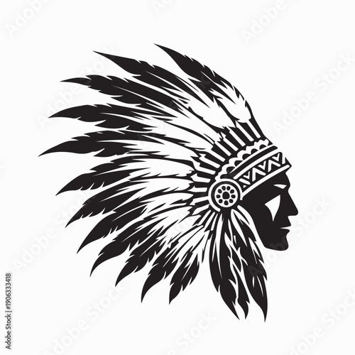 Apache Indian Warrior Head Logo Mascot Vector Illustration on White Background
