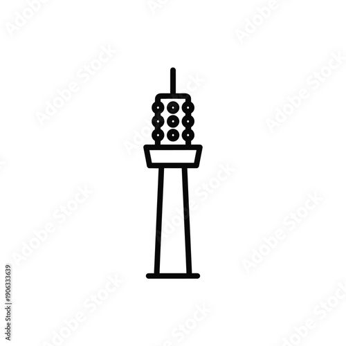 Modern communication tower icon with signal transmitter lights for cellular network design