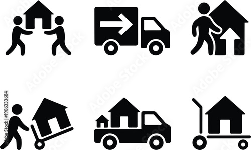Moving house and transportation icons
