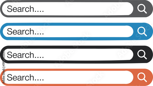 Collection of Four Diverse Search Bar with Magnifying Glass