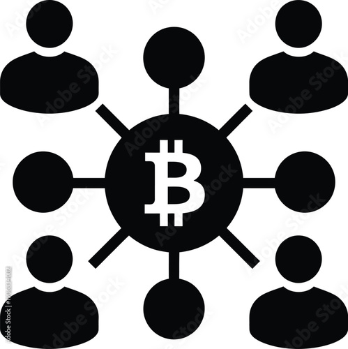Bitcoin network connections with people icons