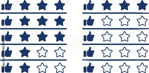 Collection of Thumbs Up and Star Rating for Feedback and Evaluation