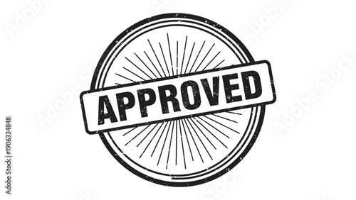 Approved Stamp: A bold and official APPROVED stamp, radiating authority and signifying consent. This design conveys clarity and assurance in a minimalist style. 